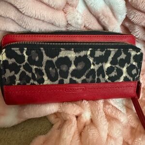 Red and Leopard Print Women's Bag